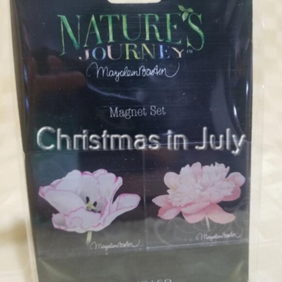 Marjolein Bastin Nature's Journey Pink Floral on Black Flowers Magnet set - Picture 1 of 1